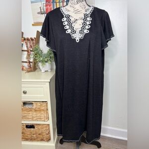 Max Studio Flutter Sleeve Embroidered V-Neck Dress